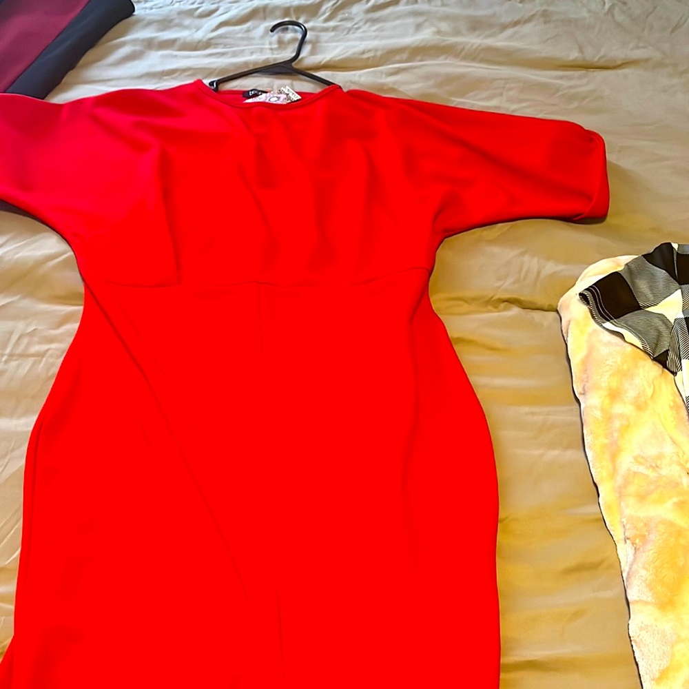 Red dress with slit in the front